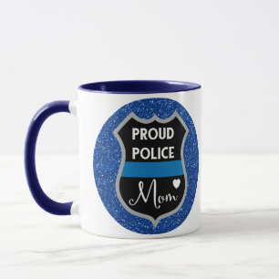 Caneca de café azul do apoio de LEO da mamã da