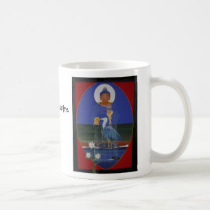 Caneca de café azul do centro do budista de zen d