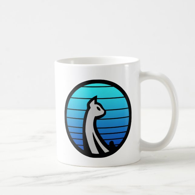 Caneca De Café Azul do gato (Direita)