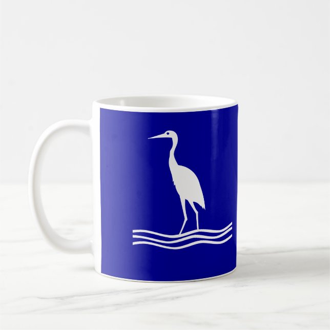 Caneca de café azul do pássaro branco da (Esquerda)