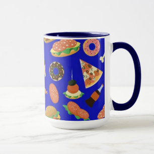 Caneca de café azul do tempo do petisco