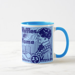 Caneca de café azul dos "WAFFLES"