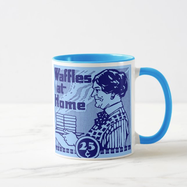 Caneca de café azul dos "WAFFLES" (Direita)