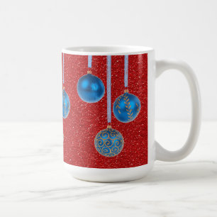 Caneca De Café Azul Dourado Vermelho Brilhante Feliz Natal Balas 