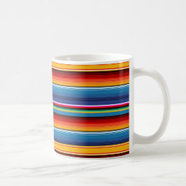 Caneca De Café Azul Dourado Vermelho Mexicano Sarape