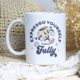 Caneca De Café Azul e Amarelo - Expresse-se completamente