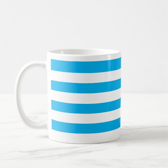 Caneca De Café Azul e Branco Clássico Espesso Horizontal (Esquerda)