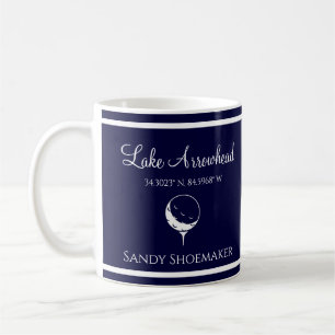 Caneca De Café Azul e Branco com o nome do lago de Golfer