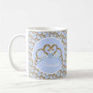 Caneca De Café Azul e Dourada Tiara Mug personalizável