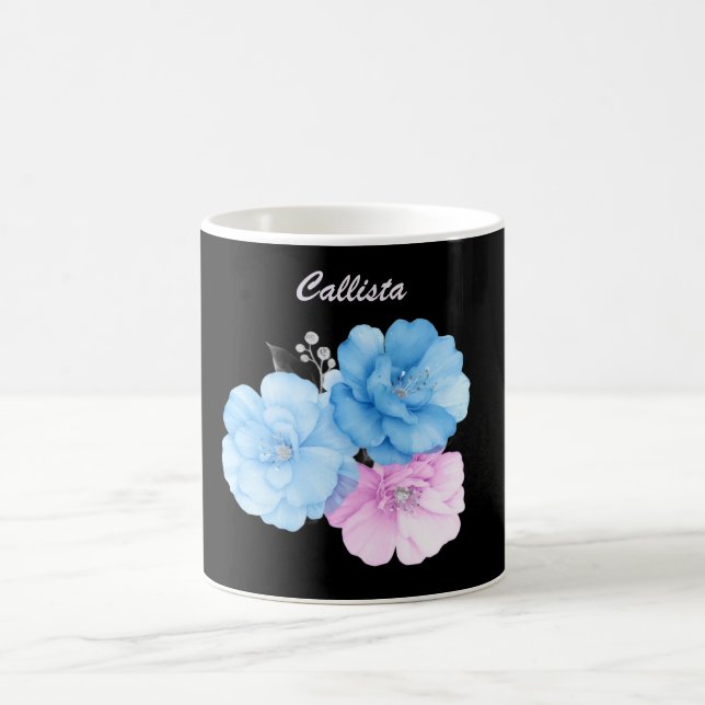 Caneca De Café Azul e Rosa Floral Chic (Centro)