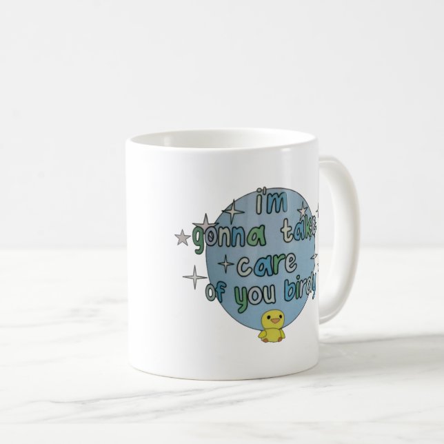 Caneca De Café Azul É um pássaro de Mona Nanalan. (Frente Esquerda)