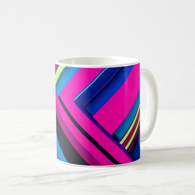 Caneca De Café Azul elétrico e rosa (Frente Esquerda)