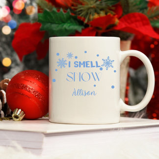 Caneca De Café Azul Engraçado Cheira-Me Café Da Neve