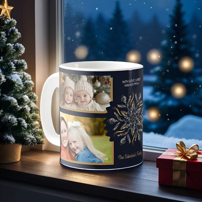 Caneca De Café Azul Escuro & Dourado Faísca da Meia-Noite Estrela (Criador carregado)