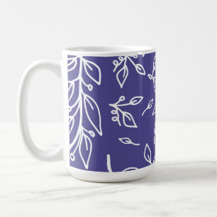 Caneca De Café Azul Escuro Floral Azul
