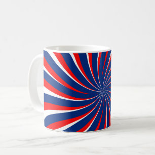 Caneca De Café Azul espiral vermelho branco...