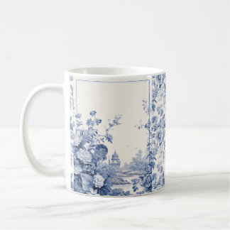 Caneca De Café Azul floral francês