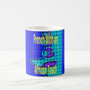 Caneca De Café Azul Francês Africano Tecido Abstrato Forma Roxa