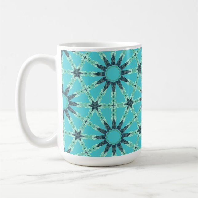Caneca de Café Azul Geométrico Moderno (Esquerda)