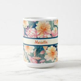 Caneca De Café Azul, Laranja, Vermelho, Cor de Água Floral Person