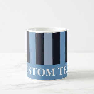 Caneca De Café Azul lustroso listrado