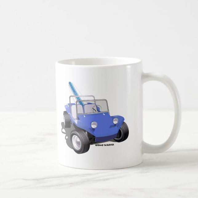 Caneca De Café Azul manx com surfboard (Direita)