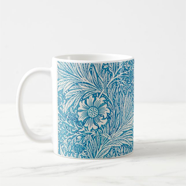 Caneca De Café Azul Marigold William Morris com padrão (Esquerda)