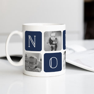 Caneca De Café Azul Marinho   Colagem de Fotos do Avô NONNO