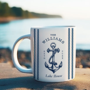 Caneca De Café Azul Marinho do Lago Anchor Náutico