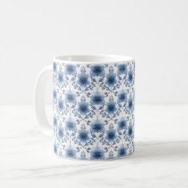 Caneca De Café Azul Marinho Retro Fofo Vintage Elegante Chic Flor