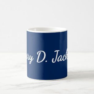 Caneca De Café Azul Marinho Único Caligrafia Clássica Simples
