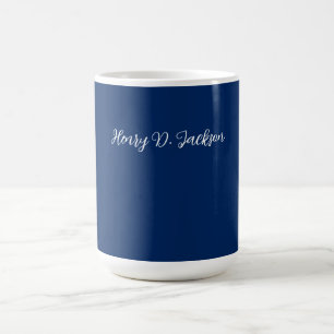 Caneca De Café Azul Marinho Único Escrita Clássica Simples