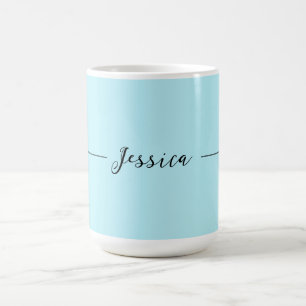 Caneca De Café Azul Moderno Elegante Simples Profissional Nome
