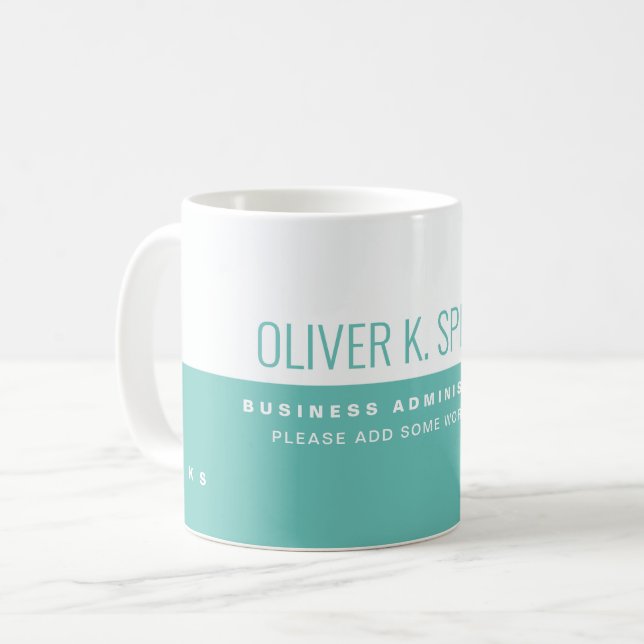 Caneca De Café Azul Moderno Meio Branco Profissional (Frente Esquerda)