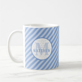 Caneca De Café Azul Monograma Menino