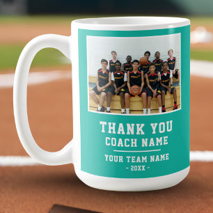 Caneca De Café Azul Obrigado Treinador Nome da Equipe Foto