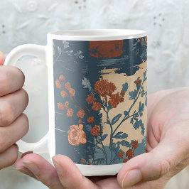 Caneca De Café Azul País Ferrugem Rústico Casa de Campo
