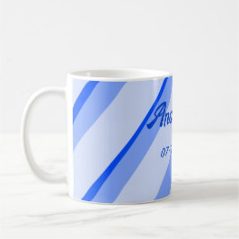 Caneca De Café Azul pastel adicionar nome data boho linhas padrão
