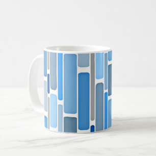 Caneca De Café Azul Pastel e Padrão Cinza,