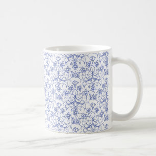 Caneca De Café Azul Periwinkle Personalizado no Floral Decorativo
