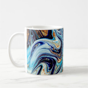 Caneca De Café Azul Persa Agate: Textura Luxuosa Oriental