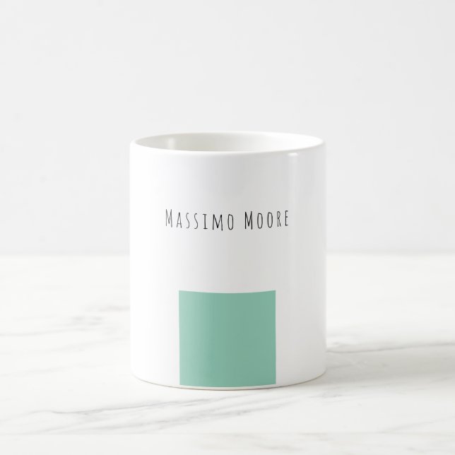 Caneca De Café Azul Preto Branco Simples Elegante Nome Próprio (Centro)