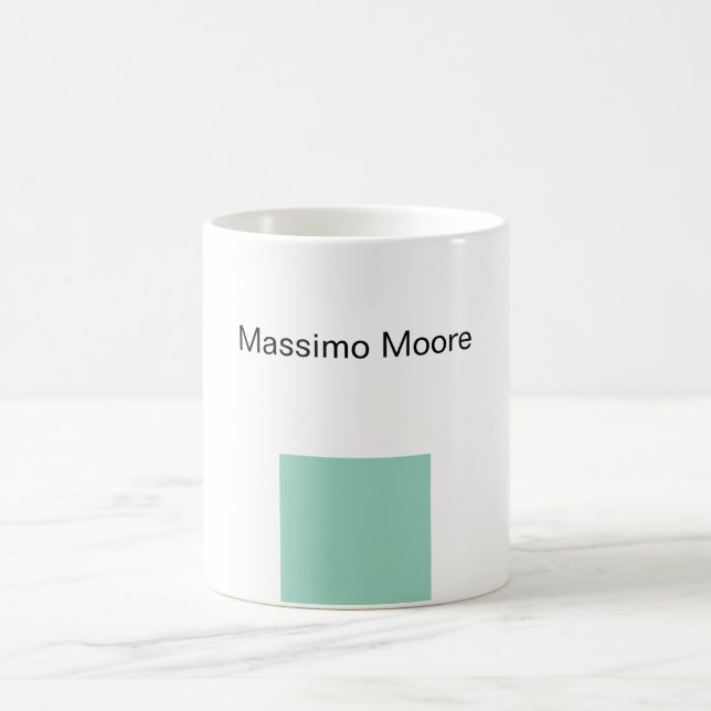 Caneca De Café Azul Preto Branco Simples Elegante Nome Próprio (Centro)