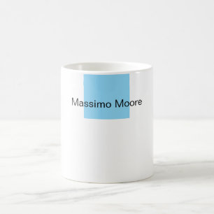 Caneca De Café Azul Preto Branco Simples Elegante Nome Próprio