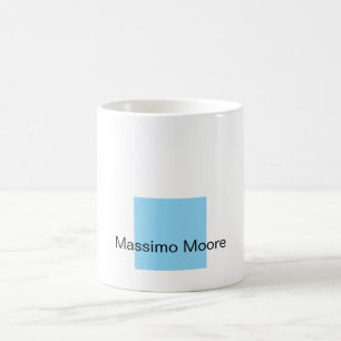 Caneca De Café Azul Preto Branco Simples Elegante Nome Próprio