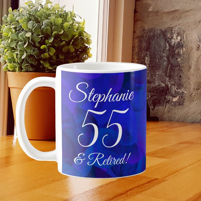 Caneca De Café Azul Real 55 e Aposentadoria (Criador carregado)