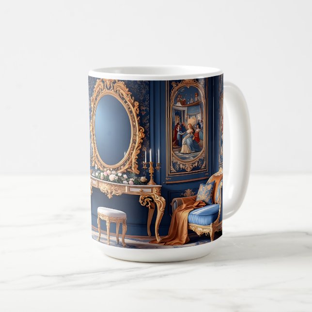 Caneca De Café Azul Real Rococó (Frente Esquerda)