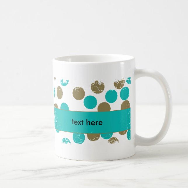 Caneca De Café Azul Teal e Pontos de Tom Borda Distante (Direita)