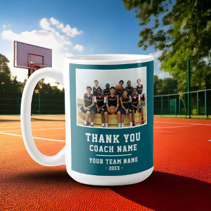 Caneca De Café Azul Turquesa Obrigado Treinador Nome da Equipe Fo