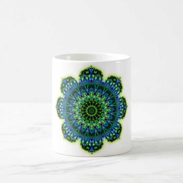 Caneca De Café Azul verde Mandala (Centro)